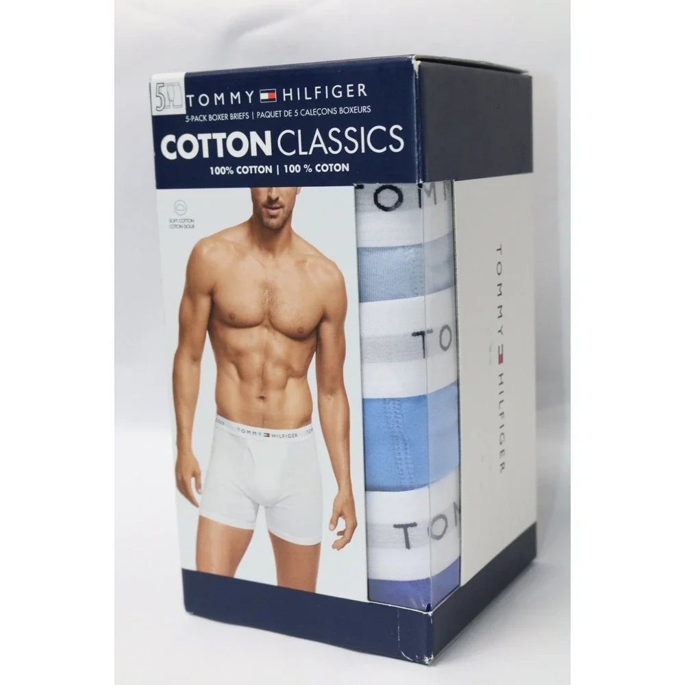 Tommy Hilfiger Mens 5-Pack Cotton Classics Boxer Briefs S Blue  Black